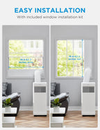 Midea 10,000 BTU ASHRAE (7,100 BTU SACC) Portable Air Conditioner, Smart Control, Cools up to 300 Sq. Ft., with Dehumidifier & Fan mode, Easy- to-use Remote Control & Window Installation Kit Included