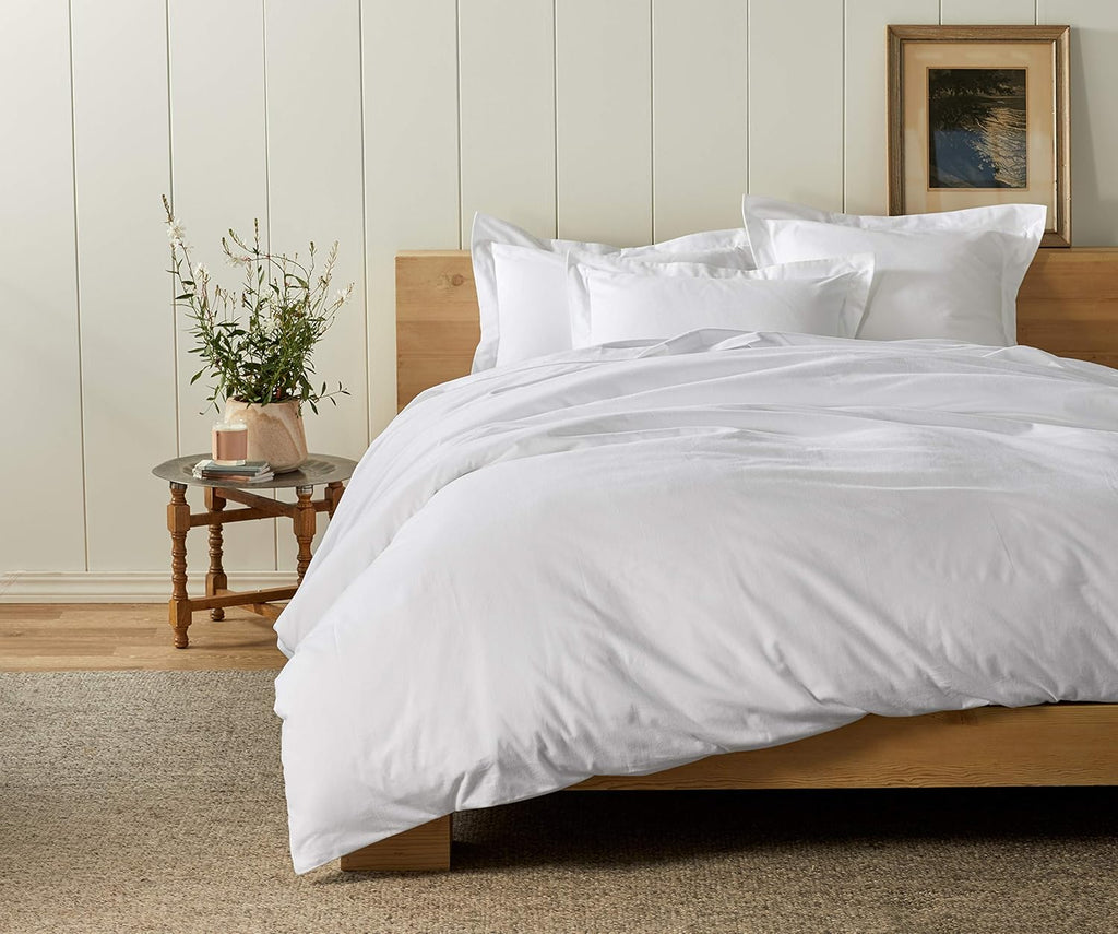 Coyuchi Cloud Brushed Organic Flannel Duvet Cover, Pale Gray Heather (Full/Queen)
