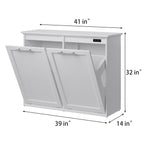 Tilt Out Trash Cabinet with Quick Installation and Deodorising Function, Wooden Trash Can Cabinet for Dining Room and Kitchen, White