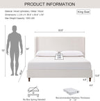 Harper 54" Extra-Tall Headboard Bed Frame - Modern Wingback Upholstered Platform Bed, 1000lbs Heavy Duty Support, Textured Chenille, No Box Spring Needed (Cream White King U.S. Standard)