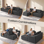 VASAGLE Boneless Couch, Modern Cloud Couch with Deep Seat, Corduroy Sofa for Living Room, Bedroom, Modular Sectional Sofa with Left-Facing Chaise, 108.3 Inches, Slate Gray ULCS181GN01