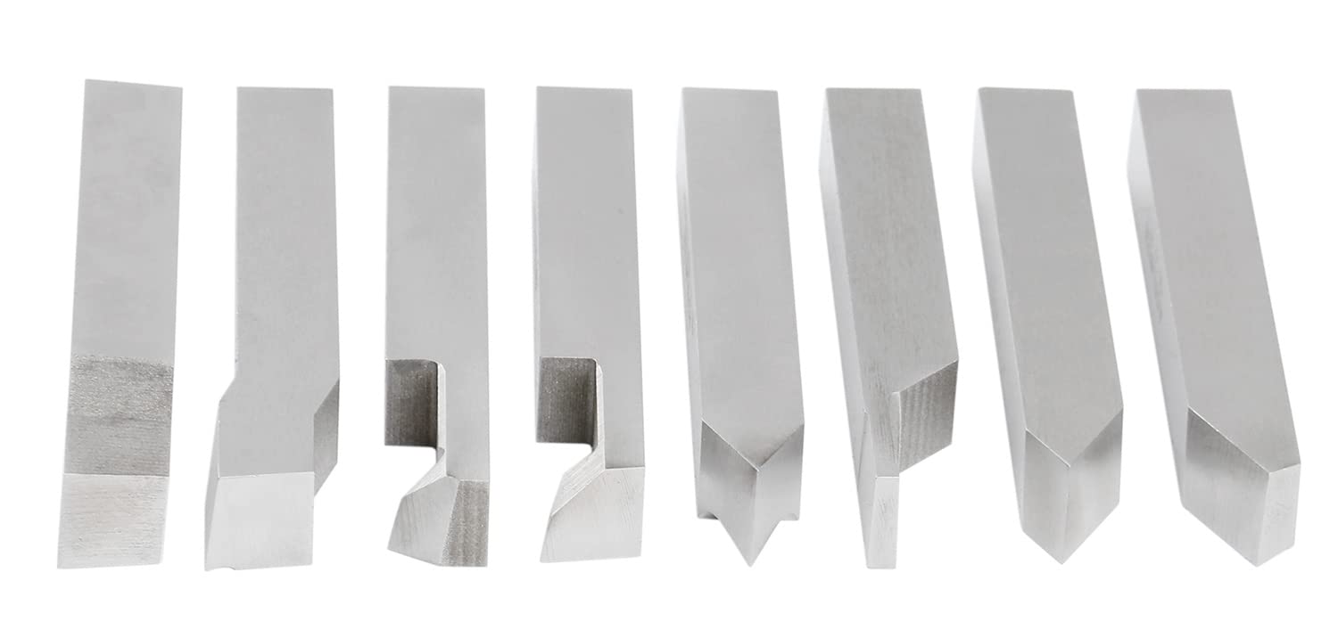 Accusize Industrial Tools 1/2'' 8 Pcs Hss Tool Bit Set, Pre-Ground for Turning and Facing Work, 2662-2004