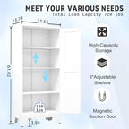 GAIOUS 61.02" Pantry Cabinet, Kitchen Pantry Storage Cabinets with Adjustable Shelves and Feet, White Pantry Storage Cabinet for Kitchen, Dining Room, Living Room and Bathroom (White) Metal