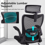 CLATINA Heavy Duty Ergonomic Mesh Office Chair 400LBS, Big and Tall Desk Chair with Adjustable Lumbar Support & Headrest, Flip Up Padded Arms, High Back Computer Chair for Home Office, Black, 8 Pack