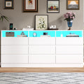 Drawer Dresser for Bedroom with Power Outlet, White Dressers with LED Light, Dresser Chest of Drawers for Closet, Wooden Dressers Organizer Cabinet for Living Room, Entryway, Hallway (White 9 Drawers)