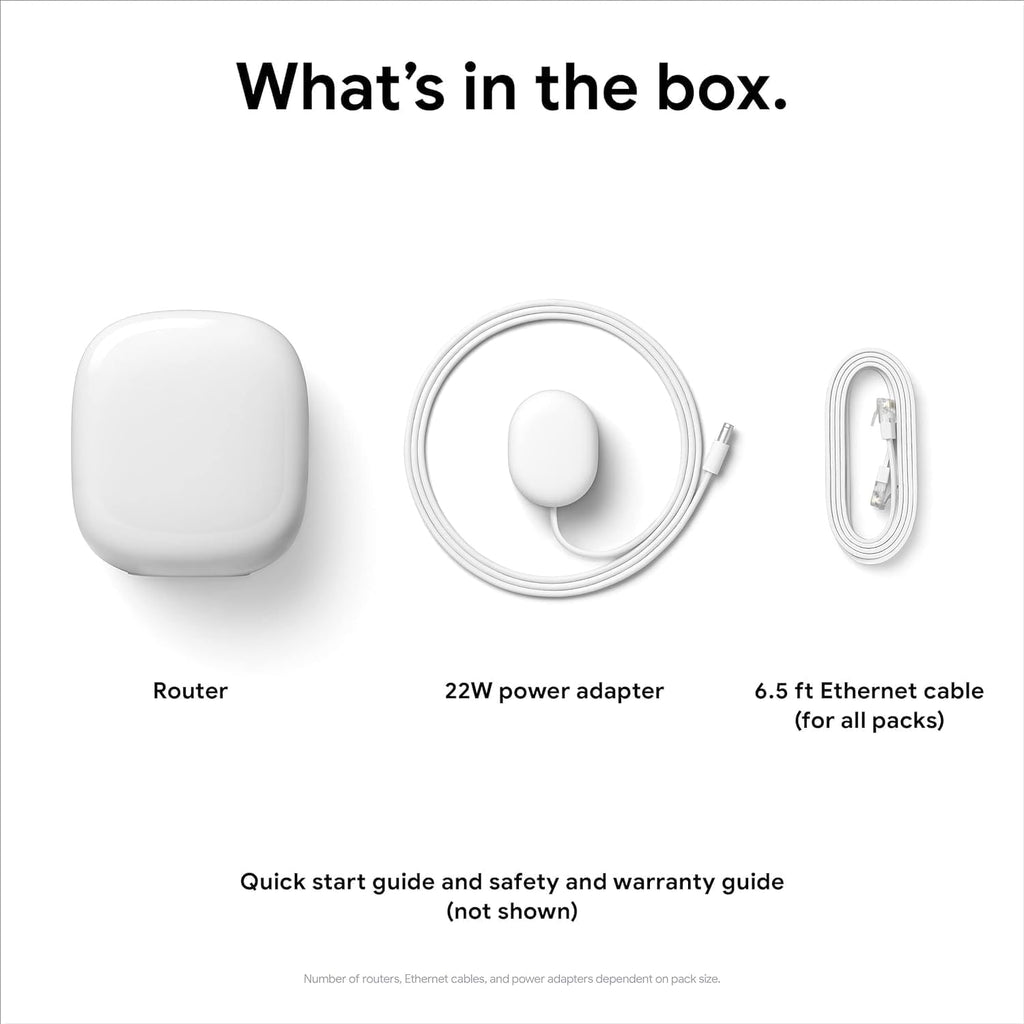 Google Nest WiFi Pro - Wi-Fi 6E - Reliable Home Wi-Fi System with Fast Speed and Whole Home Coverage - Mesh Router - Non-Retail Packaging - 3 Pack - Snow