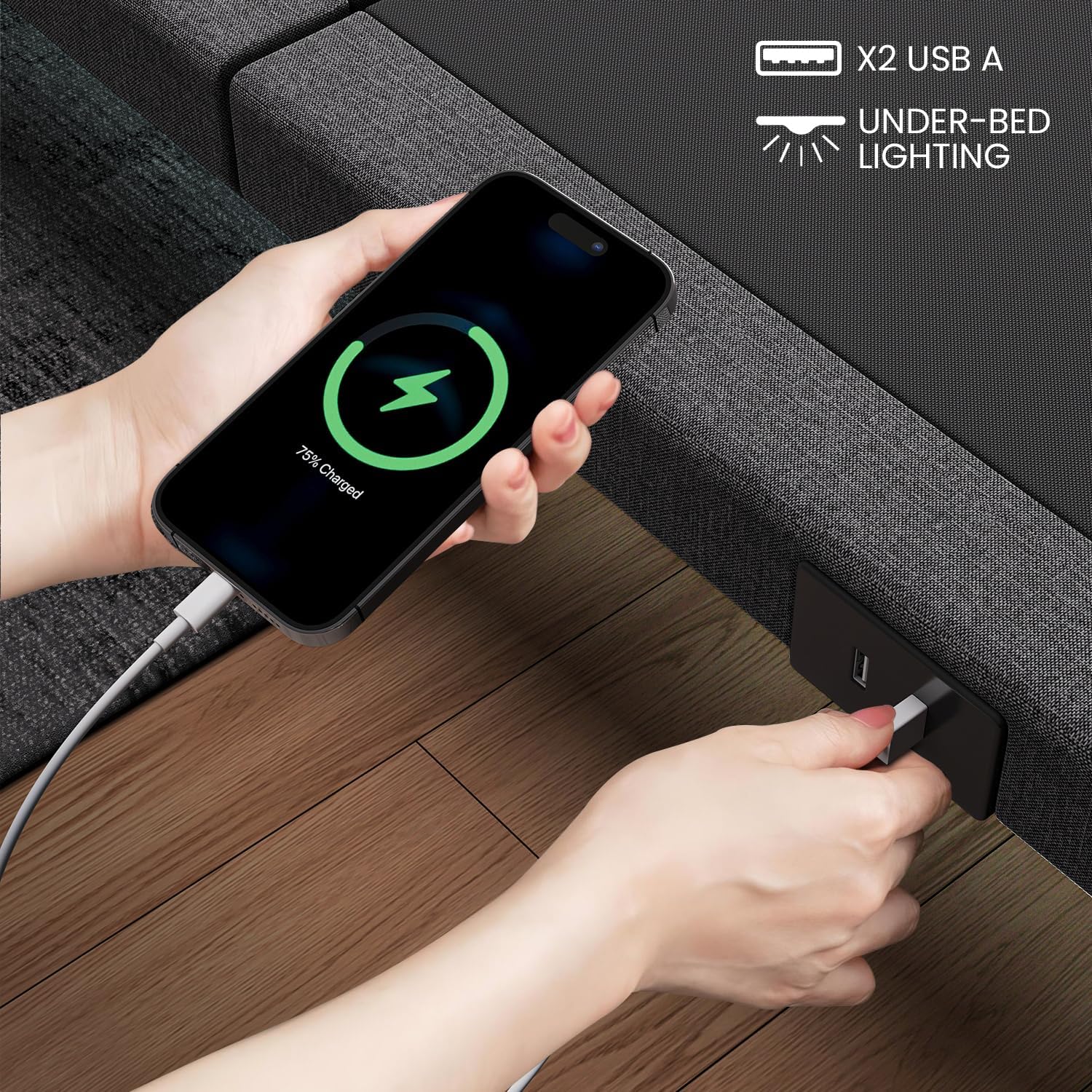 Adjustable Bed Frame Full Size with Massage -Wireless Remote Electric Power Bed Foundation Under-Bed Lighting | Zero Gravity | USB PortsX2 | Height Adjustable Legs
