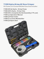 AMZCNC 71500 Hydraulic A/C Hose Crimper Kit - Handheld Crimping Tool Set with Snap-On Dies for Air Conditioning Hose Repair