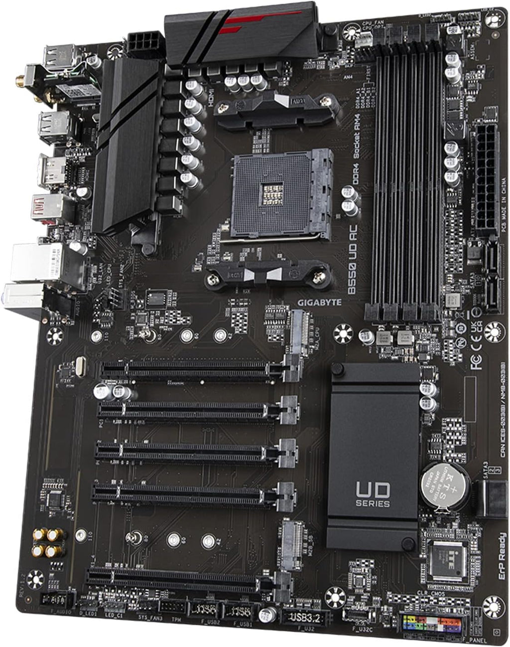 GIGABYTE B550 UD AC (rev. 1.2) AMD AM4 ATX Motherboard, Supports Ryzen 5000/4000/3000 Processors, DDR4, 10+3 Power Phase, 2X M.2, PCIe 4.0, USB-C, WiFi, GbE LAN, PCIe 4.0, Q-Flash Plus, RGB Fusion