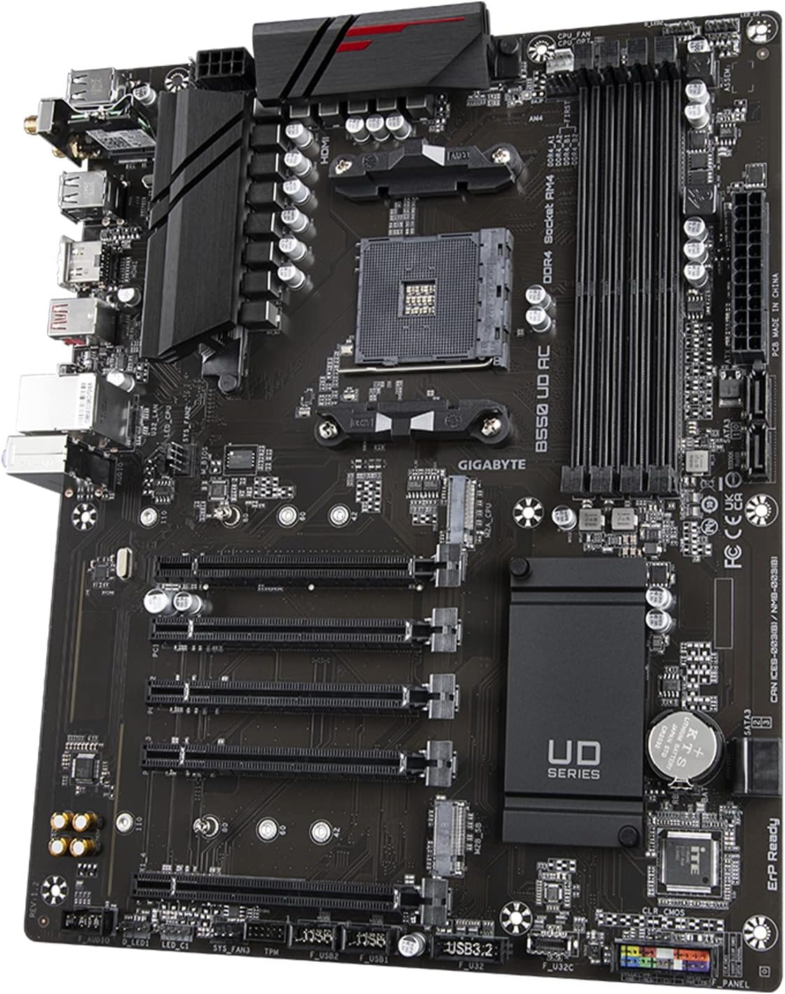 GIGABYTE B550 UD AC (rev. 1.2) AMD AM4 ATX Motherboard, Supports Ryzen 5000/4000/3000 Processors, DDR4, 10+3 Power Phase, 2X M.2, PCIe 4.0, USB-C, WiFi, GbE LAN, PCIe 4.0, Q-Flash Plus, RGB Fusion