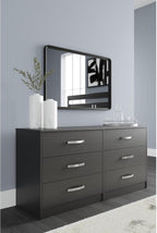 Signature Design by Ashley Finch Modern 6 Drawer Dresser with Ball-bearing Construction and Safety Stop, Black