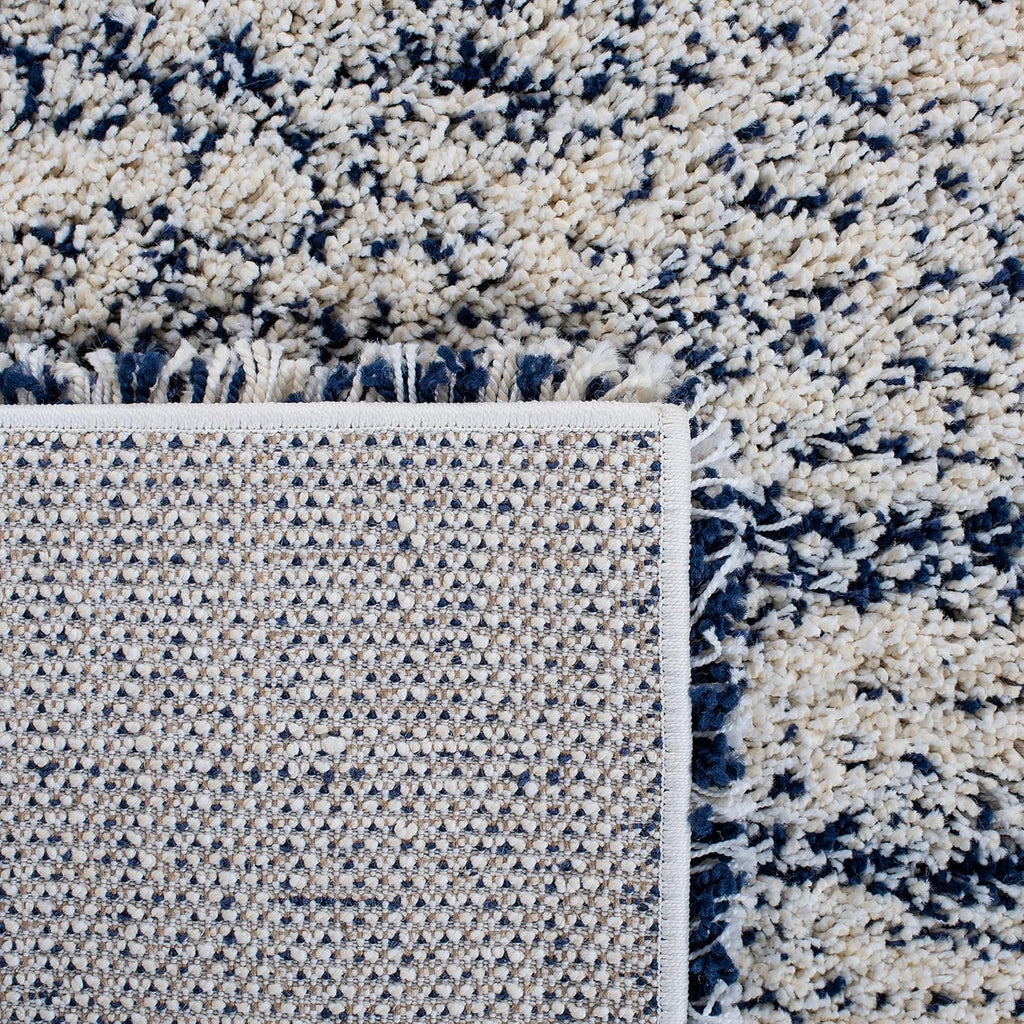SAFAVIEH Hudson Shag Collection Area Rug - 9' x 12', Ivory & Navy, Modern Abstract Design, Non-Shedding & Easy Care, 2-inch Thick Ideal for High Traffic Areas in Living Room, Bedroom (SGH295A)