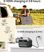 Portable Power Station with 80W Solar Panel  288Wh LiFePO4 Battery 600W Power Bank with AC Outlet 110V/1200W Surge  Solar Generator 1.7H Fast Charging for Camping  Hurricane Emergency RV Home Use