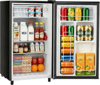 Mini Fridge with Freezer, 3.2 Cu.Ft Compact Single Door Refrigerator with Adjustable Thermostat, Low Noise & Energy Efficient (0.41kWh/Day), Small Fridge for Bedroom, Dorm, Office, Apartment (Silver)