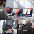 KYY 15.6" Laptop Screen Extender  1080P FHD IPS Portable Monitor  One Cable USB-C Triple Monitor  Dual Travel Screen for 12"-17'' Laptops  360° Rotation & Kickstand .X90D (Driver Need)