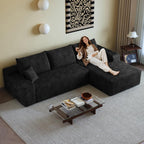 108" Sectional Couches for Living Room Modern Modular Sofa with L-Shape Couchs Upholstered Boneless Couch Deep Seat Sectional Couch with Chaise (Black, Right Facing Chaise+2Seaters)