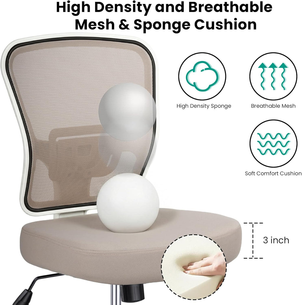 Armless Drafting Chair Tall Office Chair for Standing Desk - Adjustable Height Mesh Ergonomic Stool with Foot Ring, Rolling Counter Height Computer Chair for Small Spaces & Home Office