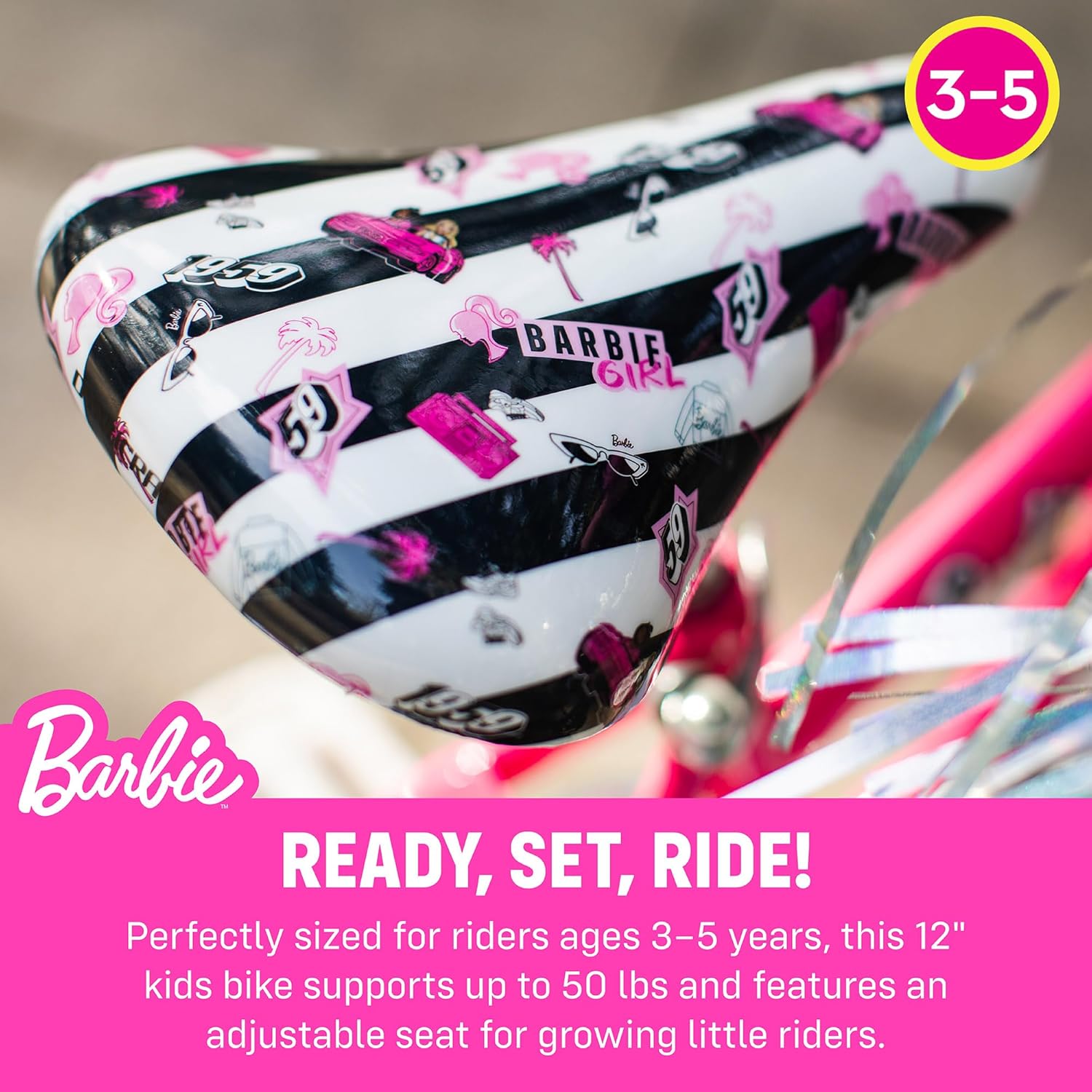 Dynacraft Barbie 16-inch Girls' Bike for Kids Ages 5-7 Years - Fun and Stylish Design, Sturdy and Durable, Perfect for Kids Learning to Ride, Easy to Assemble, Ideal for Young Riders