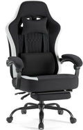 DUMOS Gaming Chair with Linkage Armrests, Video Game Chairs with Pocket Spring Cushion, Ergonomic Computer Silla Gamer Office Desk Chair with Footrest for Adults & Students, Black