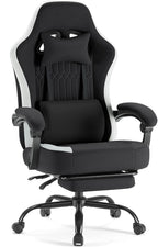 DUMOS Gaming Chair with Linkage Armrests, Video Game Chairs with Pocket Spring Cushion, Ergonomic Computer Silla Gamer Office Desk Chair with Footrest for Adults & Students, Black
