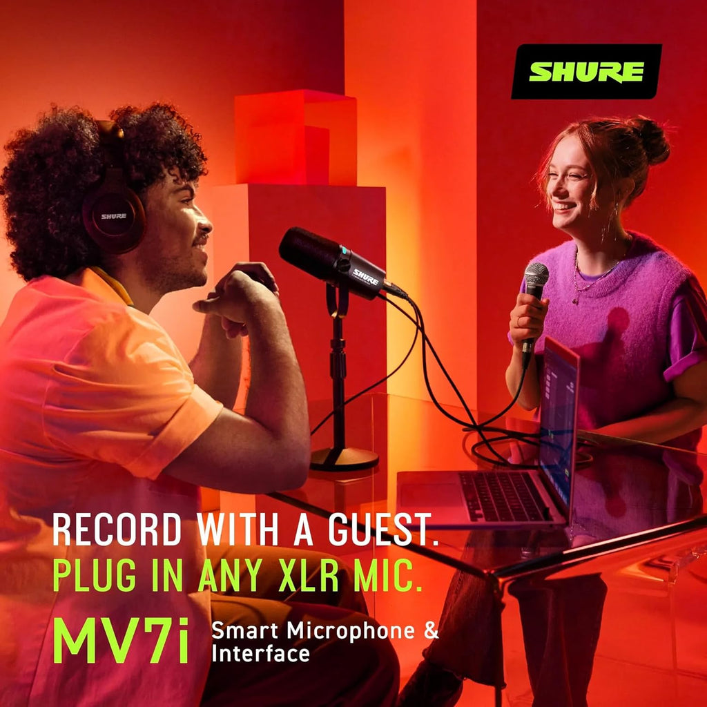 Shure MV7i Smart Microphone – USB-C & XLR Mic for Podcasting  Music & Streaming with Built-in Audio Interface  Auto Level Mode  Advanced DSP  All-Metal Design  Black