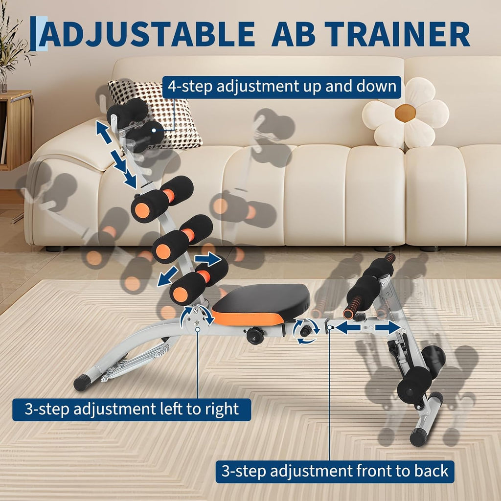 Adjustable Ab Machine, Home Gym Ab Trainer Bench, Multi-Functional Abdominal Trainer, Sit Up Bench, Core Workout Equipment,Exercise Chair for Stomach Exercise and Strength Training, Full Body Workout