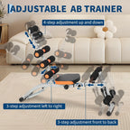 Adjustable Ab Machine, Home Gym Ab Trainer Bench, Multi-Functional Abdominal Trainer, Sit Up Bench, Core Workout Equipment,Exercise Chair for Stomach Exercise and Strength Training, Full Body Workout
