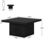 Tribesigns Square Coffee Table, 31.5-Inch Fluted Coffee Table, Mid-Century Modern Living Room Table, Large Cocktail Table for Living Room, Easy Assembly, Black
