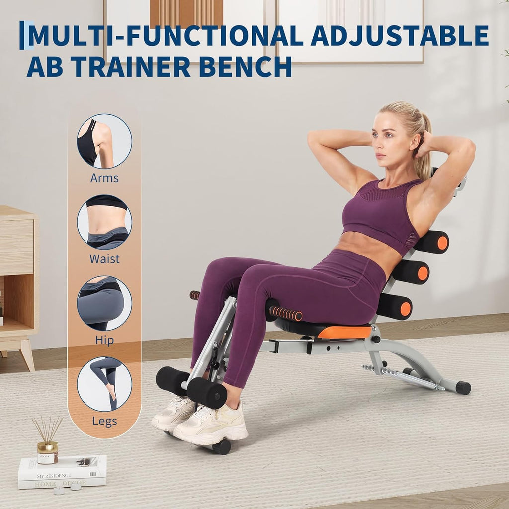 Adjustable Ab Machine, Home Gym Ab Trainer Bench, Multi-Functional Abdominal Trainer, Sit Up Bench, Core Workout Equipment,Exercise Chair for Stomach Exercise and Strength Training, Full Body Workout