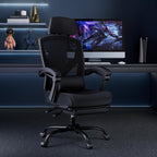 DUMOS Office Desk Computer Chair with Footrest, Ergonomic Mesh Swivel Gaming Chair with Rolling Wheels, Comfortable Headrest, Lumbar Support, Comfy for Home, Office, Task, Student, Inky