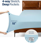 REST® Evercool®+ Cooling Sheet Set, King Size, Light Blue, Breathable Bed Sheets for Hot Sleeper and Night Sweats, with Pillowcases, with Ionic+ Self-Cleaning Silver Yarn for Sensitive Skin, 4PCS