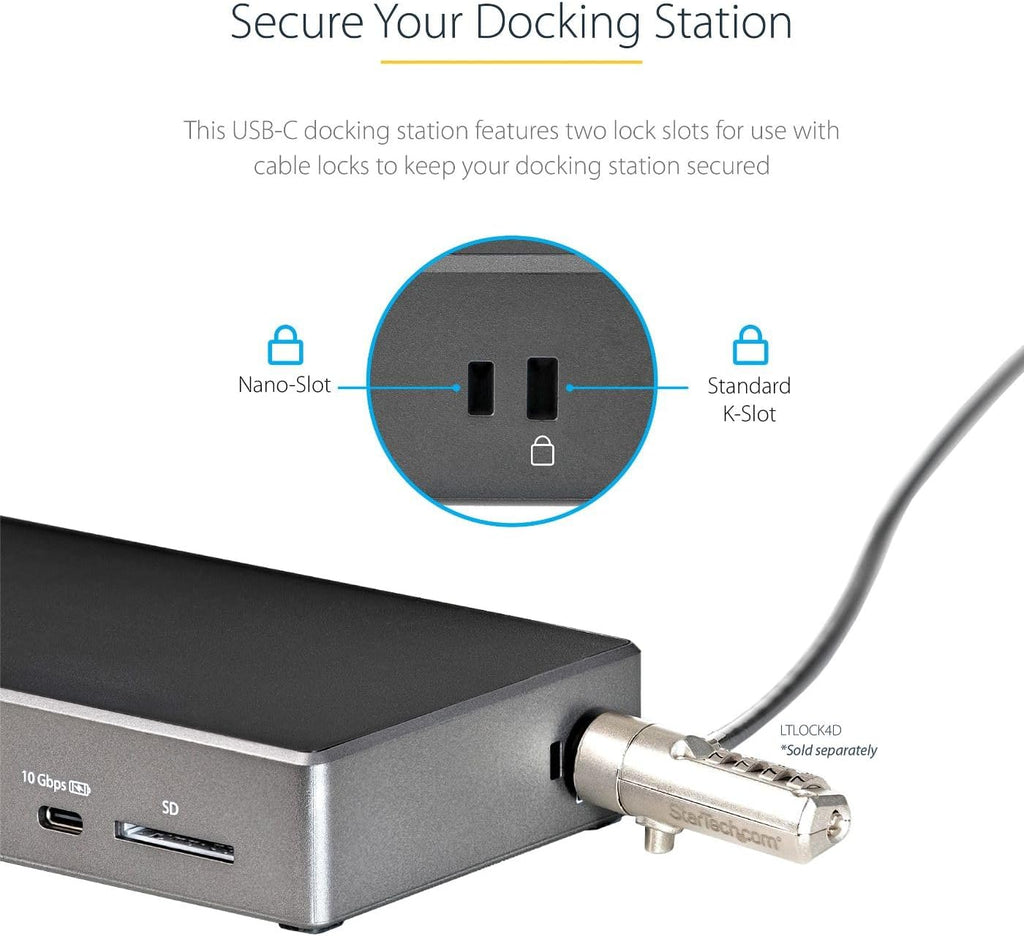StarTech.com USB C Triple 4K Monitor Docking Station - 100W Power Delivery - DP 1.4 Alt Mode & DSC  2 DisplayPort/HDMI 2.0-6 USB (2 at 10Gbps)  SD - Windows/Chrome (DK31C2DHSPD) - Black & Space Gray