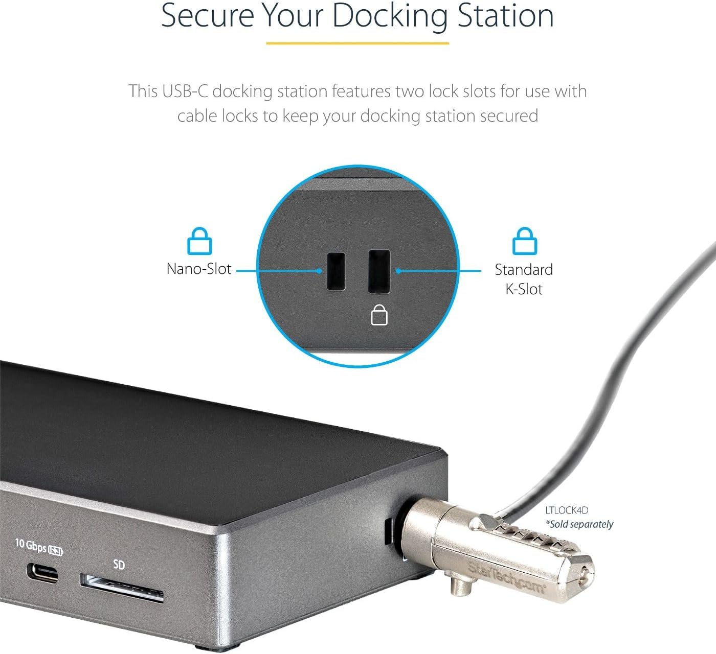 StarTech.com USB C Triple 4K Monitor Docking Station - 100W Power Delivery - DP 1.4 Alt Mode & DSC  2 DisplayPort/HDMI 2.0-6 USB (2 at 10Gbps)  SD - Windows/Chrome (DK31C2DHSPD) - Black & Space Gray