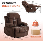 BOSMILLER Power Lift Recliner Chair with Massage and Heat for Elderly, Electric Recliner Single Sofa with Two Cup Holders, Extended Footrest, Side Pocket and USB Charge Port for Living Room