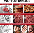 Commercial Electric Meat Grinder #22, 1.2HP Heavy Duty Stainless Steel Meat Mincer with 2 Blades, 2 Plates & 3 Stuffing Tubes,Sausage Stuffer Machine for Home Kitchen & Restaurant Use