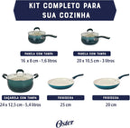 Oster Corbett 8 pc Gradient Teal Forged Aluminum Cookware Set With Ceramic Non-stick - Induction Base - Soft Touch Bakelite Handle and Tempered Glass Lids