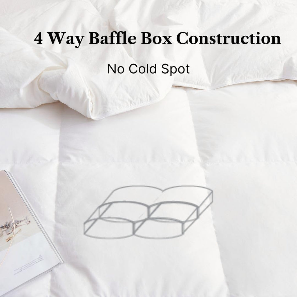Royal Elite-Canadian Down Comforter Queen Size- Made in Canada White Down Duvet Insert with Corner Tabs- RDS Certified- Oeko Tex Cotton Shell