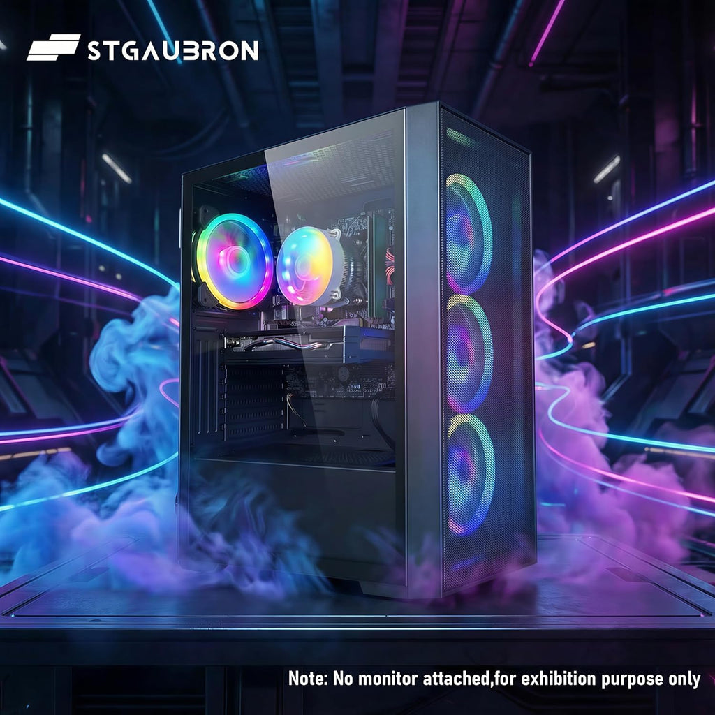 STGAubron Gaming PC Computer Desktop  Radeon RX 580 8G  Intel Core I7 8th up to 4.1GHz  16G DDR4  1T SSD  WiFi 6 & BT 5.2  RGB Fan x4  Windows 11 Home