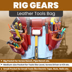 Professional 11 Pockets Leather Tool Pouch Bags/Carpenter Tool Belt Set | Heavy-duty Drywall Pouch, Electrician Pouch, And Framing Tool Belt Pouches (Maroon, Standard)