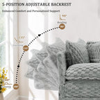 Faux Fur Chaise Lounge Indoor with Adjustable Backrest, 59 Inches Single Sleeper Sofa Chair with 3 Lumbar Pillows, Upholstered Oversized Lounge Chair for Living Room, Bedroom, Office