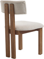 Kmax Farmhouse Dining Chair Set of 6, Linen Fabric Kitchen Chair Curved Back Armless Dining Room Chairs with Walnut Wood Legs for Family Diner, White