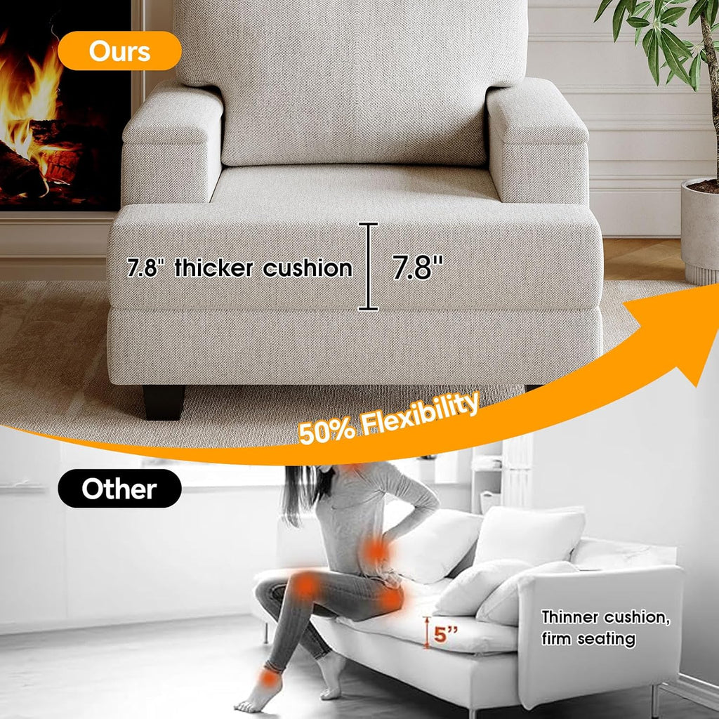 Oversized Accent Chair with Armrest Organizer,Comfy Living Room Chairs with 7.8'' Cushion,Upholstered Mid-Century Armchair,Large Reading Chair for Bedroom Living Room,Office,Chenille
