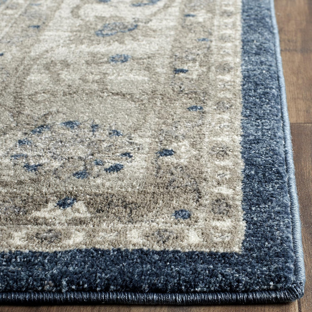 SAFAVIEH Sofia Collection Area Rug - 9' x 12', Blue & Beige, Vintage Oriental Distressed Design, Non-Shedding & Easy Care, Ideal for High Traffic Areas in Living Room, Bedroom (SOF378C)