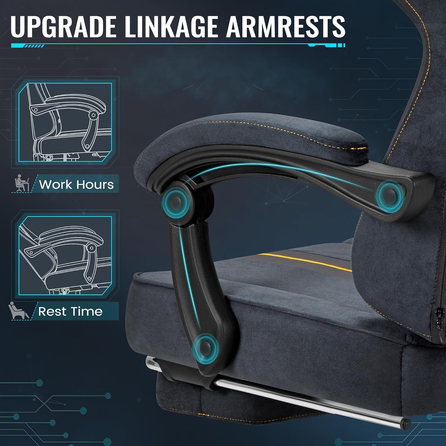 Homall Gaming Chair with Massage & Footrest, Ergonomic Computer Office Chair, High-Back Racing Style Reclining Chair with Adjustable Lumbar Support, Breathable Tech Fabric for Adults (Dark Black)