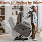 Lift Chair for Elderly with 8 Vibration Points Massage and Heat, Power Electric Recliner Featuring Cup Holders Side Pockets & USB Charge Port for Living Room, Gray