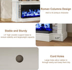 QUW Fireplace TV Stand for TVs up to 65", Farmhouse 52" Fireplace Entertainment Center with 36" 3-Side Glass Electric Fireplace, TV Console with Open Storage Shelves for Living Room, Antique White