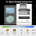Alpicool Y19E Portable Fridge 12 Volt Car Refrigerator 21Quart Freezer for Fishing, Camping, RV, Truck, Boat-12/24V DC(Grey&Black)