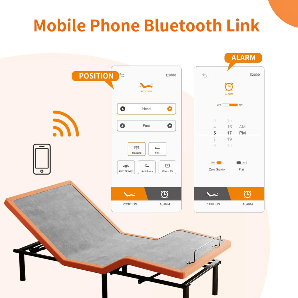 ESHINE Split King Adjustable Bed Frame with Mattress(Medium Soft), Memory Foam Hybrid 14" Mattress, Wireless Remote, APP Control, 5 Minutes Installation, Head and Foot Incline, 2000 Series