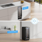 12" Wine Cooler Refrigerator 21 Bottle Wine Fridge Built-in or Freestanding with Double-Layer Tempered Glass Door Compressor quick cooling, Low Noise