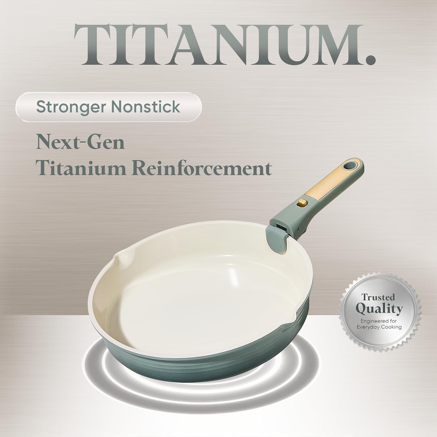 CAROTE 20Pcs Titanium Cookware Set, Pots and Pans Set Non Stick, Kitchen Cooking Set with Detachable Handle, Non Toxic Induction Cookware, Dishwasher/Oven Safe